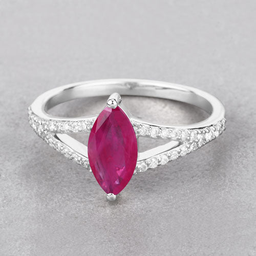 1.58 Carat Genuine Ruby and White Diamond 14K White Gold Ring by Bids.com