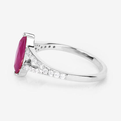 1.58 Carat Genuine Ruby and White Diamond 14K White Gold Ring by Bids.com