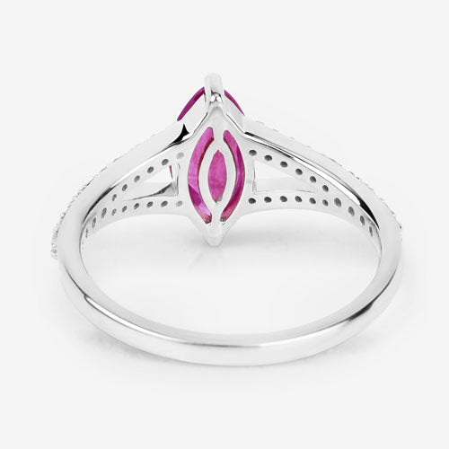 1.58 Carat Genuine Ruby and White Diamond 14K White Gold Ring by Bids.com