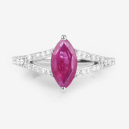 1.58 Carat Genuine Ruby and White Diamond 14K White Gold Ring by Bids.com