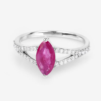 1.58 Carat Genuine Ruby and White Diamond 14K White Gold Ring by Bids.com