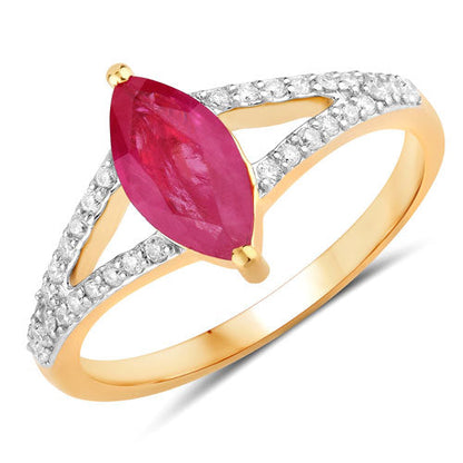 1.58 Carat Genuine Ruby and White Diamond 14K Yellow Gold Ring by Bids.com