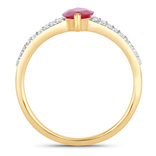 1.58 Carat Genuine Ruby and White Diamond 14K Yellow Gold Ring by Bids.com