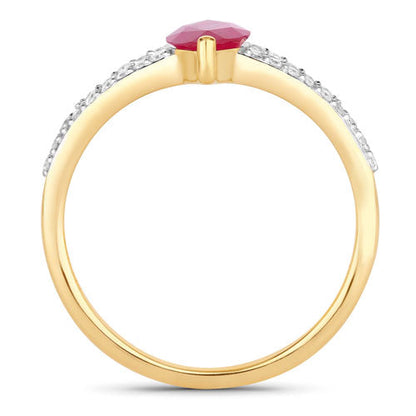 1.58 Carat Genuine Ruby and White Diamond 14K Yellow Gold Ring by Bids.com