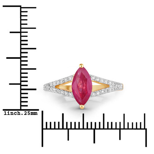 1.58 Carat Genuine Ruby and White Diamond 14K Yellow Gold Ring by Bids.com