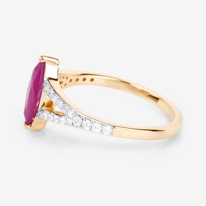 1.58 Carat Genuine Ruby and White Diamond 14K Yellow Gold Ring by Bids.com