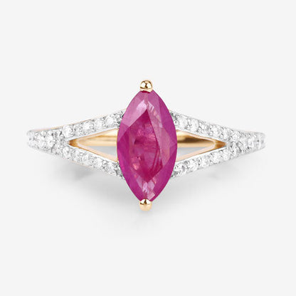 1.58 Carat Genuine Ruby and White Diamond 14K Yellow Gold Ring by Bids.com