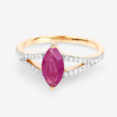 1.58 Carat Genuine Ruby and White Diamond 14K Yellow Gold Ring by Bids.com
