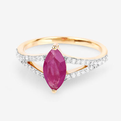 1.58 Carat Genuine Ruby and White Diamond 14K Yellow Gold Ring by Bids.com