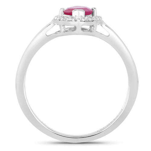 1.57 Carat Genuine Ruby and White Diamond 14K White Gold Ring by Bids.com