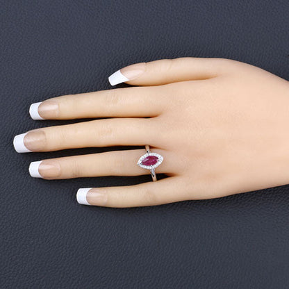 1.57 Carat Genuine Ruby and White Diamond 14K White Gold Ring by Bids.com