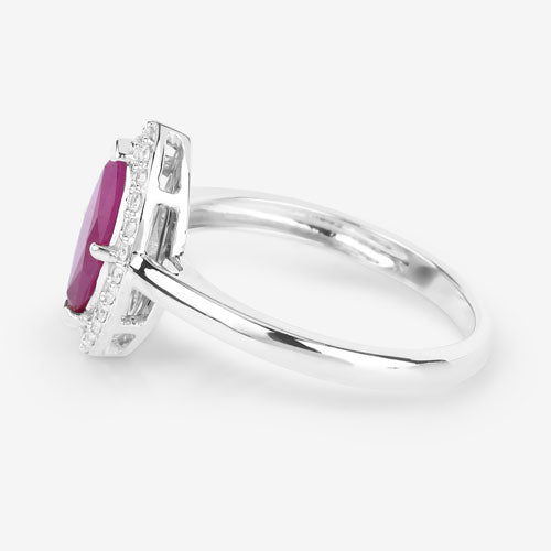 1.57 Carat Genuine Ruby and White Diamond 14K White Gold Ring by Bids.com