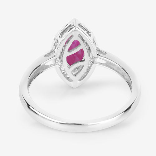 1.57 Carat Genuine Ruby and White Diamond 14K White Gold Ring by Bids.com