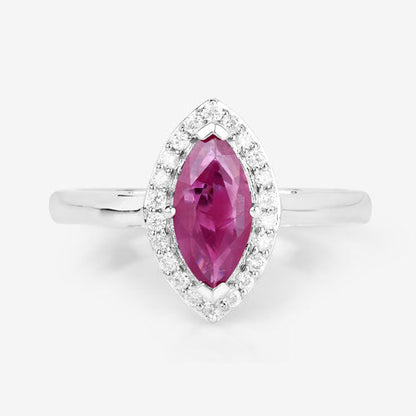 1.57 Carat Genuine Ruby and White Diamond 14K White Gold Ring by Bids.com
