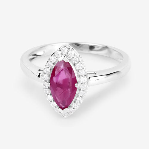 1.57 Carat Genuine Ruby and White Diamond 14K White Gold Ring by Bids.com