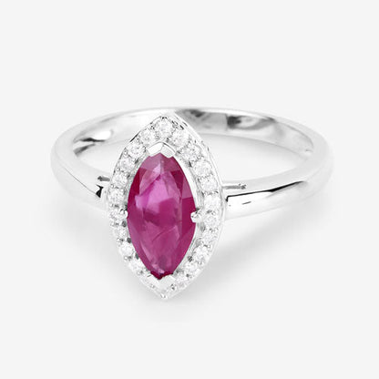 1.57 Carat Genuine Ruby and White Diamond 14K White Gold Ring by Bids.com