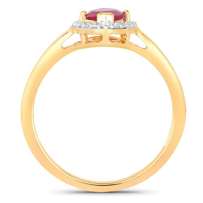 1.57 Carat Genuine Ruby and White Diamond 14K Yellow Gold Ring by Bids.com