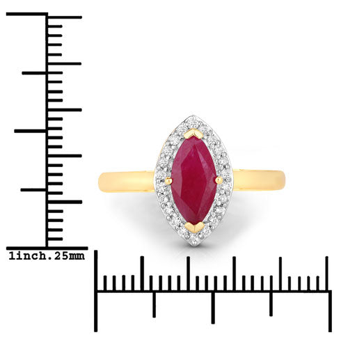 1.57 Carat Genuine Ruby and White Diamond 14K Yellow Gold Ring by Bids.com