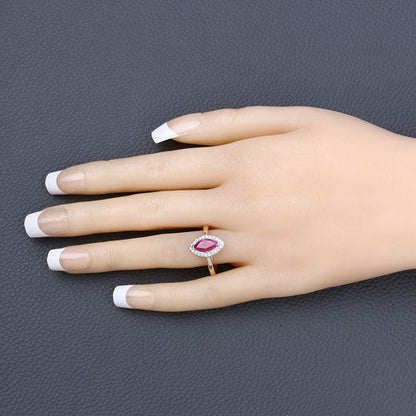 1.57 Carat Genuine Ruby and White Diamond 14K Yellow Gold Ring by Bids.com