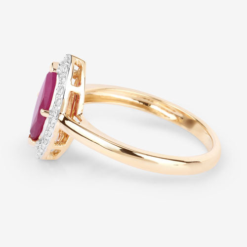 1.57 Carat Genuine Ruby and White Diamond 14K Yellow Gold Ring by Bids.com
