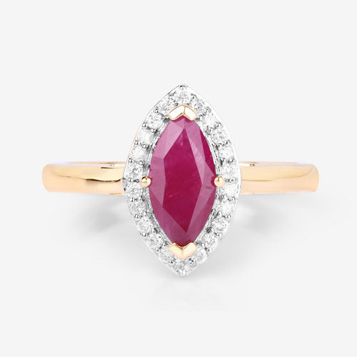 1.57 Carat Genuine Ruby and White Diamond 14K Yellow Gold Ring by Bids.com