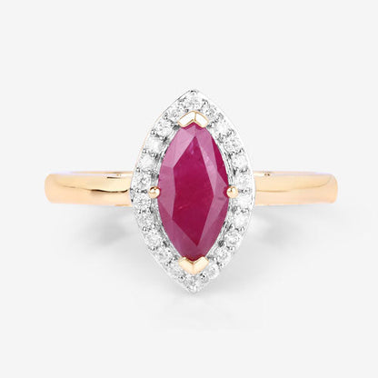 1.57 Carat Genuine Ruby and White Diamond 14K Yellow Gold Ring by Bids.com