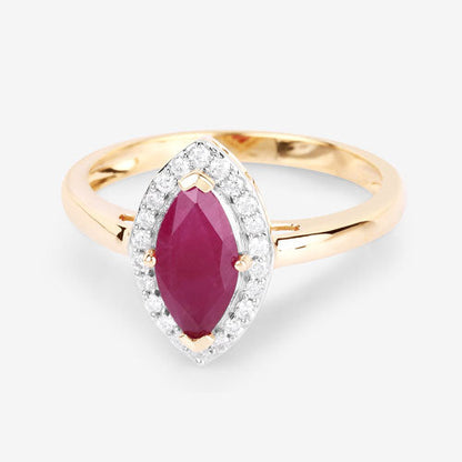 1.57 Carat Genuine Ruby and White Diamond 14K Yellow Gold Ring by Bids.com