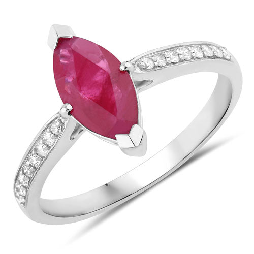 1.51 Carat Genuine Ruby and White Diamond 14K White Gold Ring by Bids.com