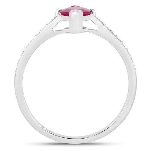 1.51 Carat Genuine Ruby and White Diamond 14K White Gold Ring by Bids.com