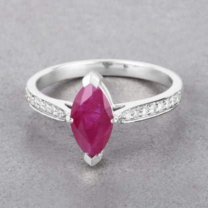1.51 Carat Genuine Ruby and White Diamond 14K White Gold Ring by Bids.com