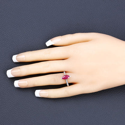 1.51 Carat Genuine Ruby and White Diamond 14K White Gold Ring by Bids.com