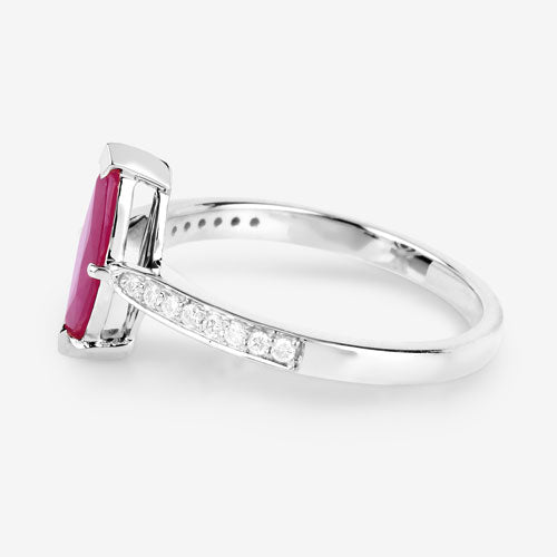 1.51 Carat Genuine Ruby and White Diamond 14K White Gold Ring by Bids.com
