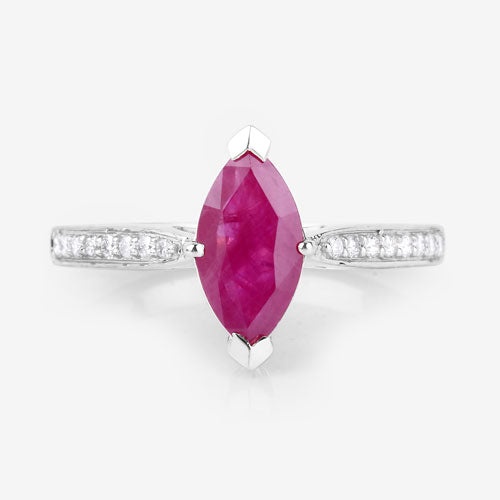 1.51 Carat Genuine Ruby and White Diamond 14K White Gold Ring by Bids.com