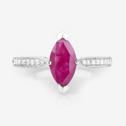 1.51 Carat Genuine Ruby and White Diamond 14K White Gold Ring by Bids.com