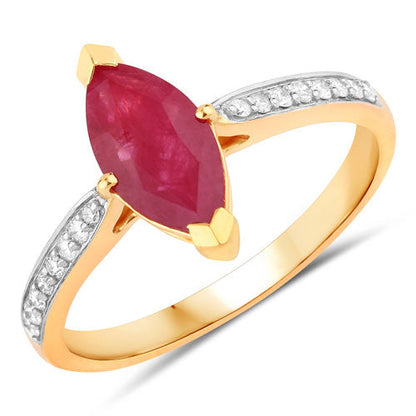 1.51 Carat Genuine Ruby and White Diamond 14K Yellow Gold Ring by Bids.com