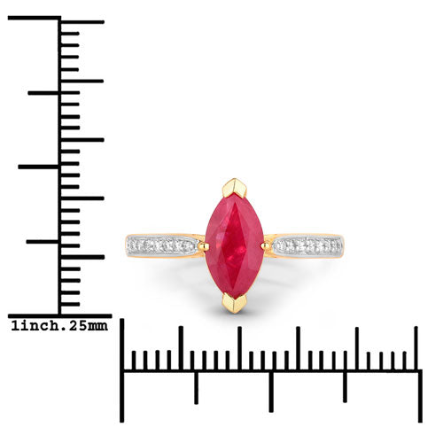 1.51 Carat Genuine Ruby and White Diamond 14K Yellow Gold Ring by Bids.com