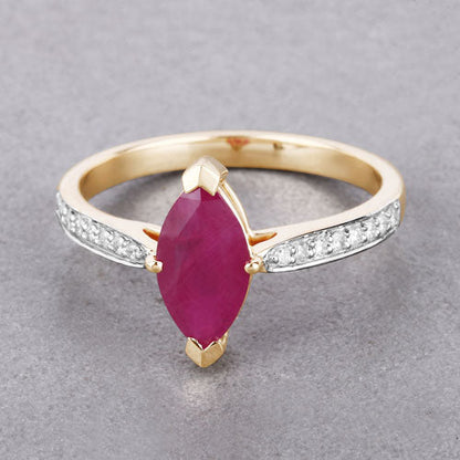 1.51 Carat Genuine Ruby and White Diamond 14K Yellow Gold Ring by Bids.com