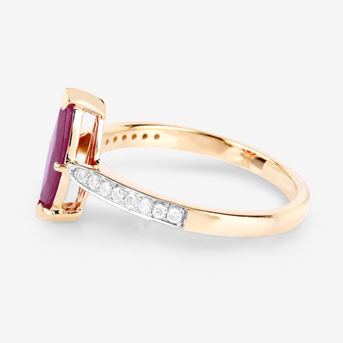 1.51 Carat Genuine Ruby and White Diamond 14K Yellow Gold Ring by Bids.com