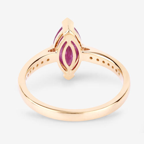 1.51 Carat Genuine Ruby and White Diamond 14K Yellow Gold Ring by Bids.com