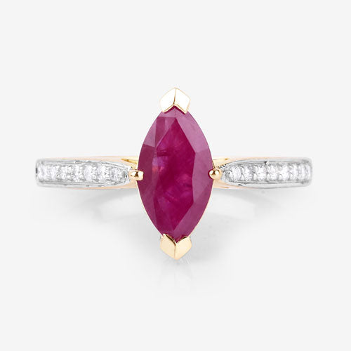 1.51 Carat Genuine Ruby and White Diamond 14K Yellow Gold Ring by Bids.com