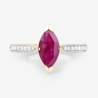 1.51 Carat Genuine Ruby and White Diamond 14K Yellow Gold Ring by Bids.com