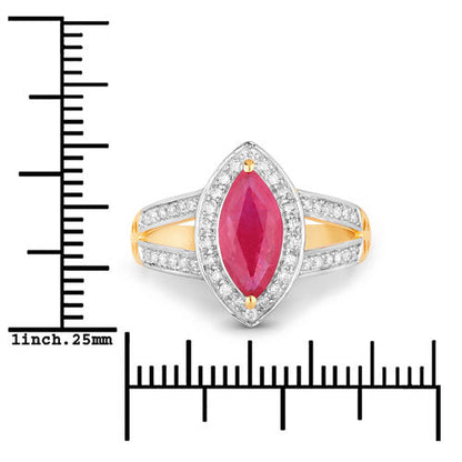 1.06 Carat Genuine Ruby and White Diamond 14K Yellow Gold Ring by Bids.com