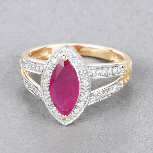 1.06 Carat Genuine Ruby and White Diamond 14K Yellow Gold Ring by Bids.com