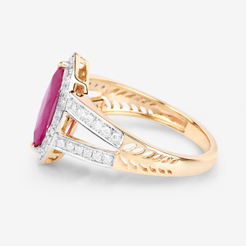 1.06 Carat Genuine Ruby and White Diamond 14K Yellow Gold Ring by Bids.com