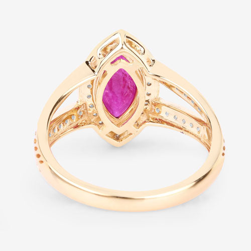 1.06 Carat Genuine Ruby and White Diamond 14K Yellow Gold Ring by Bids.com
