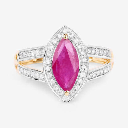 1.06 Carat Genuine Ruby and White Diamond 14K Yellow Gold Ring by Bids.com