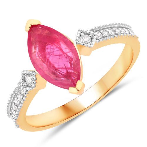 1.01 Carat Genuine Ruby and White Diamond 14K Yellow Gold Ring by Bids.com
