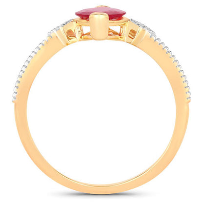 1.01 Carat Genuine Ruby and White Diamond 14K Yellow Gold Ring by Bids.com