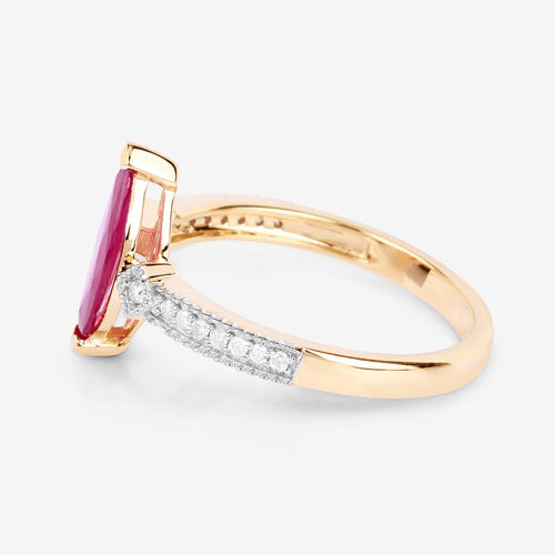 1.01 Carat Genuine Ruby and White Diamond 14K Yellow Gold Ring by Bids.com
