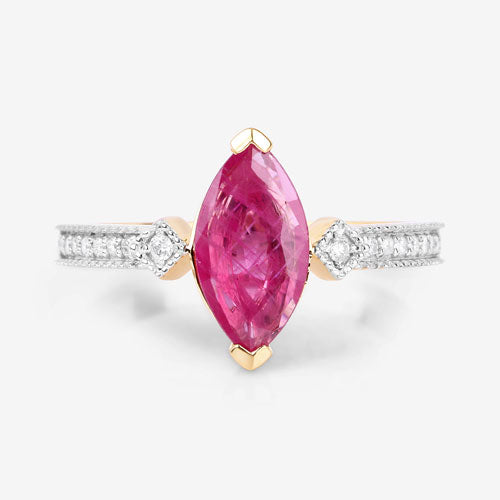 1.01 Carat Genuine Ruby and White Diamond 14K Yellow Gold Ring by Bids.com